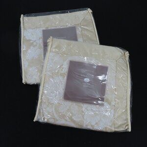 Jane Seymour Verandah 2 Euro Pillow Shams Beige Floral Scroll Cotton Silk Blend
